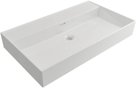 Plieger Kansas wastafel zonder kraangat met overloop 80x46.6cm matwit