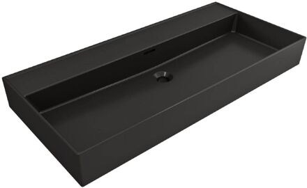 Plieger Kansas wastafel zonder kraangaten met overloop 100x46.6cm matzwart