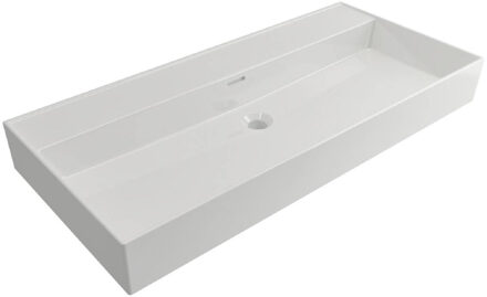 Plieger Kansas wastafel zonder kraangaten met overloop 100x46.6cm wit