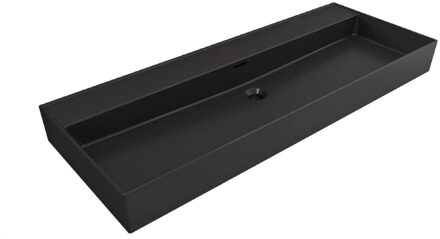 Plieger Kansas wastafel zonder kraangaten met overloop 120x46.6cm matzwart