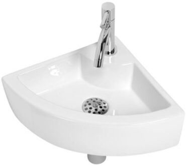 Plieger Miami Fontein Toilet - Set - Hoekfontein 32 x 32 cm inclusief fonteinkraan en sifon - Keramiek - Wit