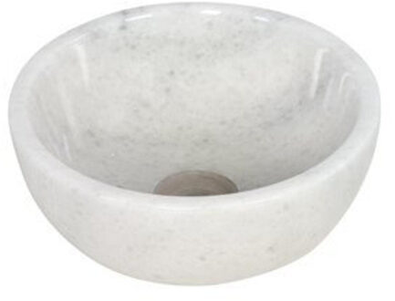 Plieger Mini Round waskom - 26x26x12cm - marmer wit washbasin 26 marble white Marmer Wit mat