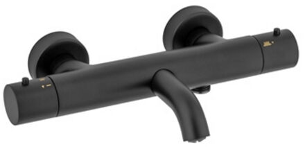 Plieger Napoli badkraan thermostatisch met omstel met koppelingen cool body mat zwart