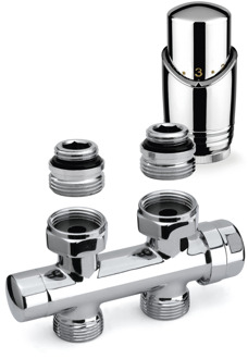 Plieger Onderblok Radiator Set Plieger Valvola Design Recht Chroom