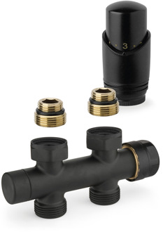 Plieger Onderblok Radiator Set Plieger Valvola Design Recht Zwart