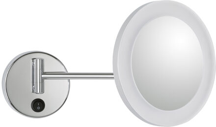 Plieger scheerspiegel zwenkbaar met LED verlichting Ø20cm wandmodel chroom