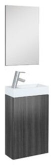 Plieger Senza toiletmeubel met 1 deur met spiegel 40cm met omkeerbare keramische wastafel antraciet
