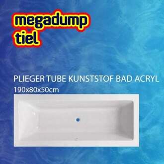 Plieger Tube bad acryl rechthoekig 190x80x50cm met poten wit