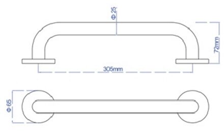 Plieger Uni badgreep 30cm brushed