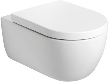 Plieger Wandcloset Pack Plieger Kansas Diepspoel Rimless met Closetzitting 36x54,5cm Mat Wit Mat wit