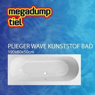 Plieger Wave bad 190x80x50cm acryl met poten wit