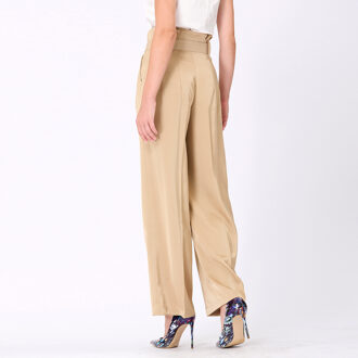 Plooien rechte broek Beige - L