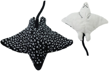 pluche Adelaars rog knuffel - zwart/wit - 19 cm - zeedieren - vissen - cadeau - roggen