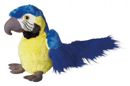Pluche ara knuffel Macaw papegaai - blauw - 30 cm - knuffeldieren - vogels - kinderen - speelgoed