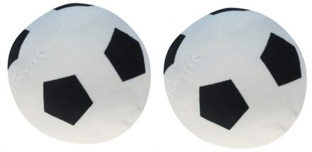 Pluche ballen - 2x - speelgoed voetbal - Dia 16 cm - spelen en knuffelen