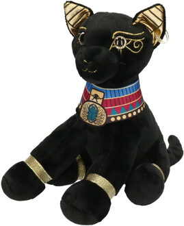Pluche bastet kat knuffel - zwart - 20 cm - Egyptische oudheid dieren knuffels