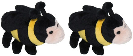 Pluche bijen knuffel - Set van 2x stuks - 13 cm - insect - knuffeldier - speelgoed - voor kinderen