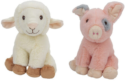 Pluche boerderijdieren knuffels Schaap en Varken van 23 cm