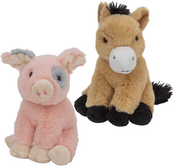 Pluche boerderijdieren knuffels Varken en Paard setje van 18 en 17 cm - Knuffel boederijdieren Multikleur