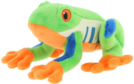 pluche Boomkikker knuffeldier - multi kleuren - zittend - 15 cm - Knuffeldier Multikleur