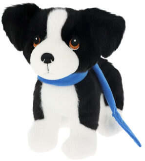pluche Border Collie - knuffeldier - zwart / wit - 23 cm
