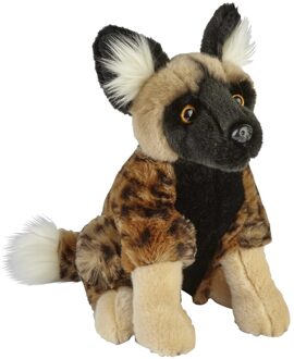 Pluche bruine Afrikaanse wilde hond/hyenahond knuffel - 28 cm - Dieren knuffels