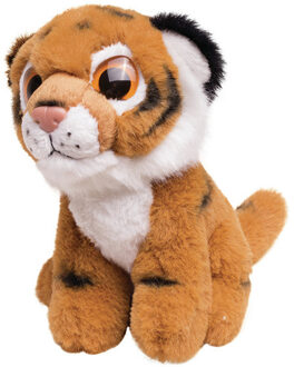 Pluche bruine tijger knuffel - 13 cm - Wilde dieren
