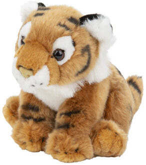 Pluche bruine tijger knuffel - 18 cm - Wilde dieren knuffels