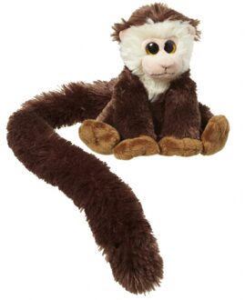 Pluche capucijner aapje knuffel - bruin - 16 cm - Apen speelgoed knuffeldieren Multi