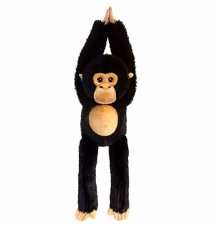 pluche Chimpansee aap knuffeldier - zwart/bruin - hangend - 50 cm - Knuffel bosdieren