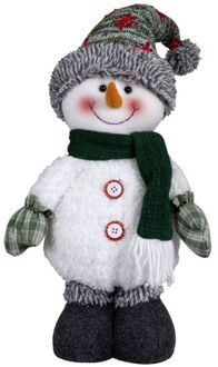 Pluche decoratie sneeuwpop - 40 cm - pop - met sterretjes muts - Kerstman pop Groen