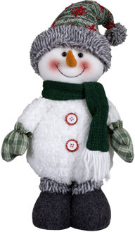 Pluche decoratie sneeuwpop - 40 cm - pop - met sterretjes muts - staand Groen