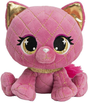 Pluche designer knuffel P-Lushes Pets kat/poes roze 15 cm - Knuffeldier Multikleur