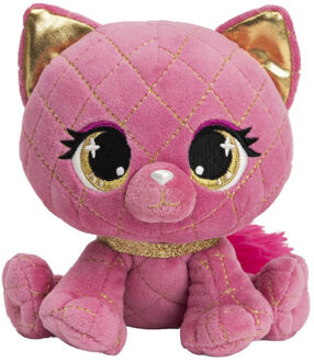 Pluche designer knuffel P-Lushes Pets kat/poes roze 15 cm Multi