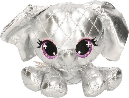 Pluche designer knuffel P-Lushes Pets olifant zilver 16 cm