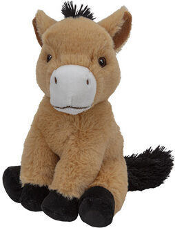Pluche dier knuffel Paard - lichtbruin - 23 cm - Knuffeldieren speelgoed - Boerderij