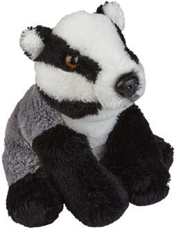 Pluche diereknuffel - Das - 15 cm - zwart/grijs - Bosdieren knuffel