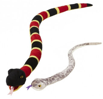 Pluche dieren knuffels 2x slangen van 145 cm