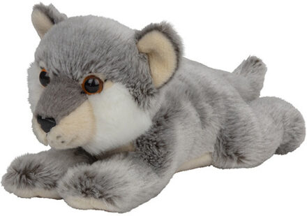 Pluche dieren knuffels baby wolf van 33 cm - Knuffeldier Grijs