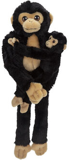 Pluche dieren knuffels hangende Chimpansee aap met baby van 48 cm
