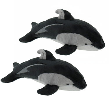 Pluche dolfijn knuffel - 2x - 23 cm - grijs - zeedieren - vissen - Dolfijnen