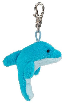 pluche Dolfijn knuffel sleutelhanger - blauw - 6 cm - zeedier knuffel
