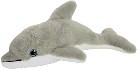 pluche dolfijn knuffeldier - grijs/wit - zwemmend - 32 cm