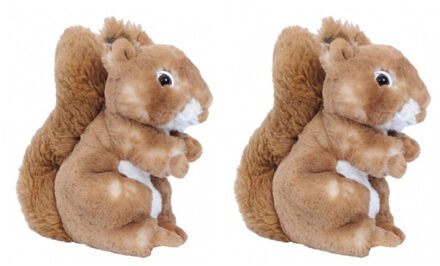Pluche eekhoorn knuffel - Set van 3x stuks - bruin - 20 cm