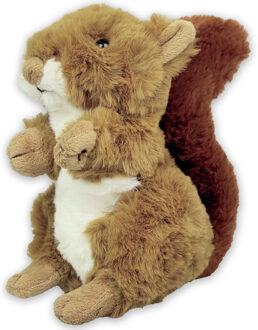 pluche eekhoorn knuffeldier - rood/bruin - zittend - 17 cm