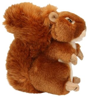 Pluche eekhoorn knuffeldier zittend/liggend 17cm - Knuffel bosdieren Bruin