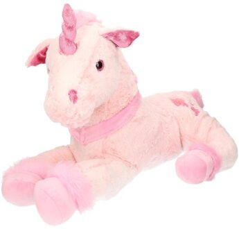 Pluche eenhoorn knuffel - lichtroze - 62 cm - grote unicorn - Cadeau