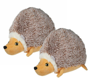 Pluche egel knuffel - 2x - lichtbruin/beige - 18 cm - dieren knuffels - egeltjes
