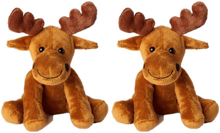 Pluche eland - 2x - pluche knuffel eland - 20 cm - speelgoed