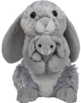 Pluche familie Konijnen knuffels - 22 cm - moeder/kind - Knuffeldier Grijs